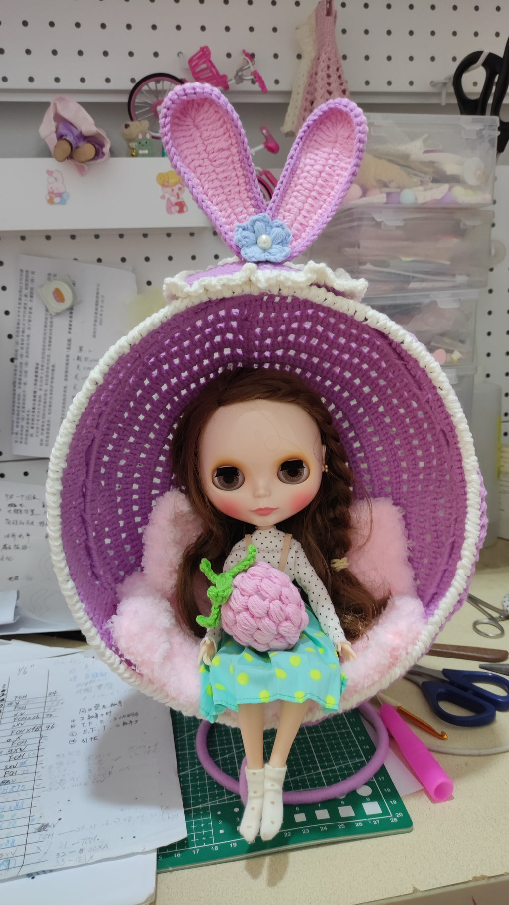 Crochet cradle chair, suitable for Blythe, OB22,OB24