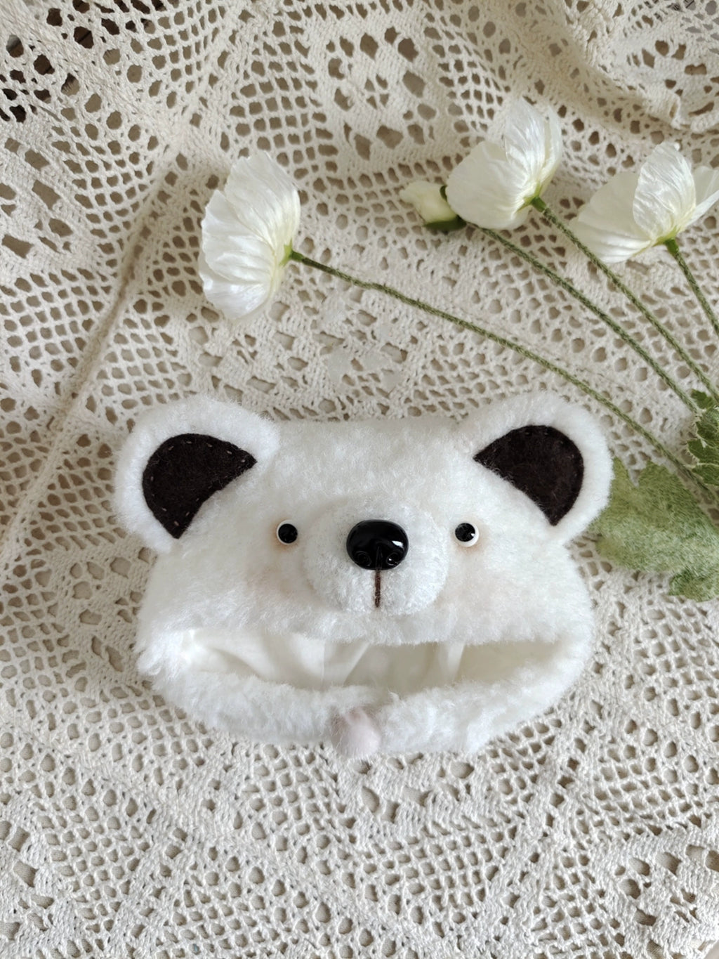 1/6" Doll Animal shaped plush hat-bear shaped hat
