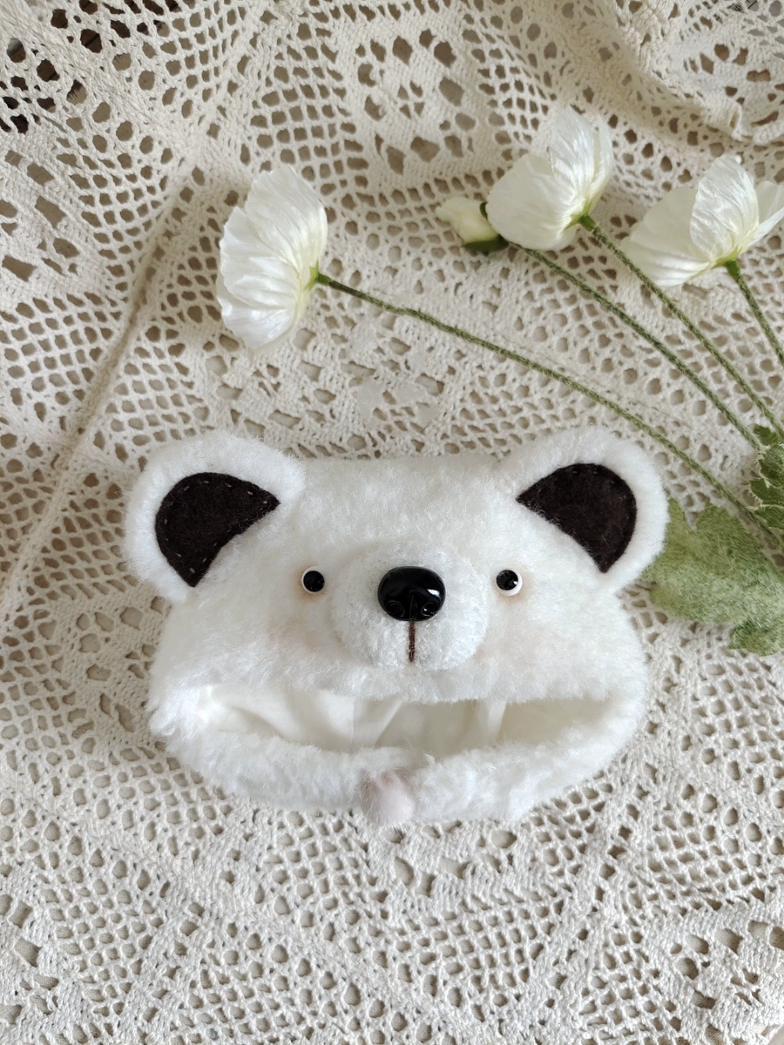1/6" Doll Animal shaped plush hat-bear shaped hat