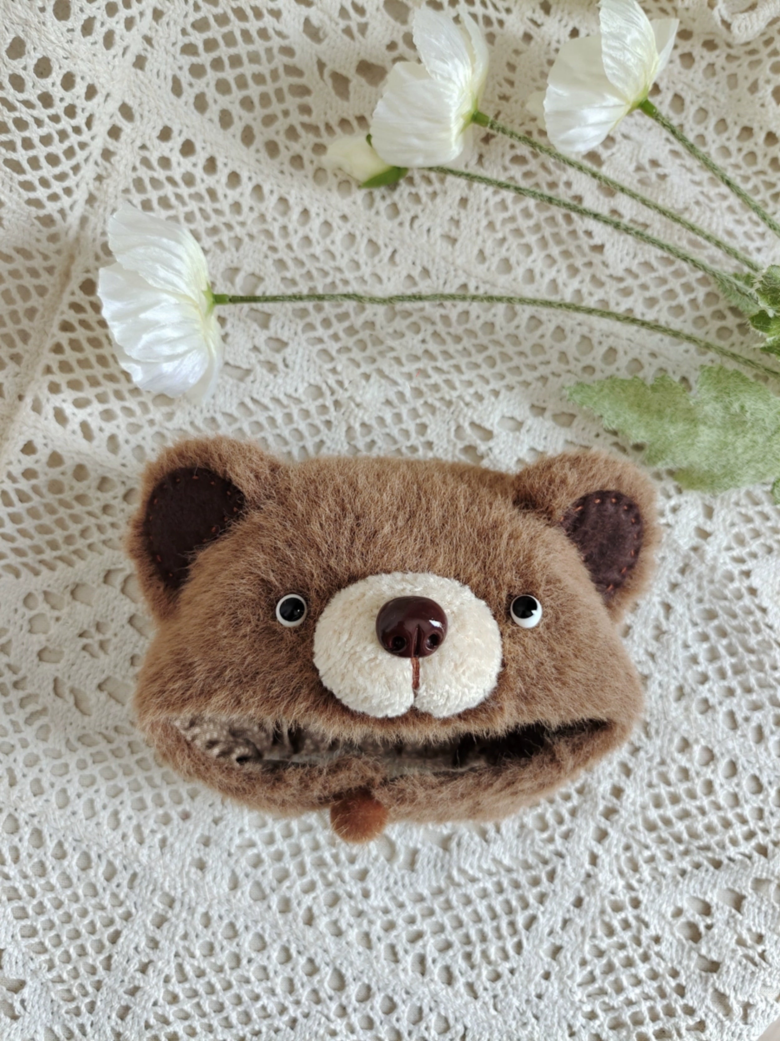 1/6" Doll Animal shaped plush hat-bear shaped hat