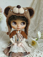 1/6" Doll Animal shaped plush hat-bear shaped hat