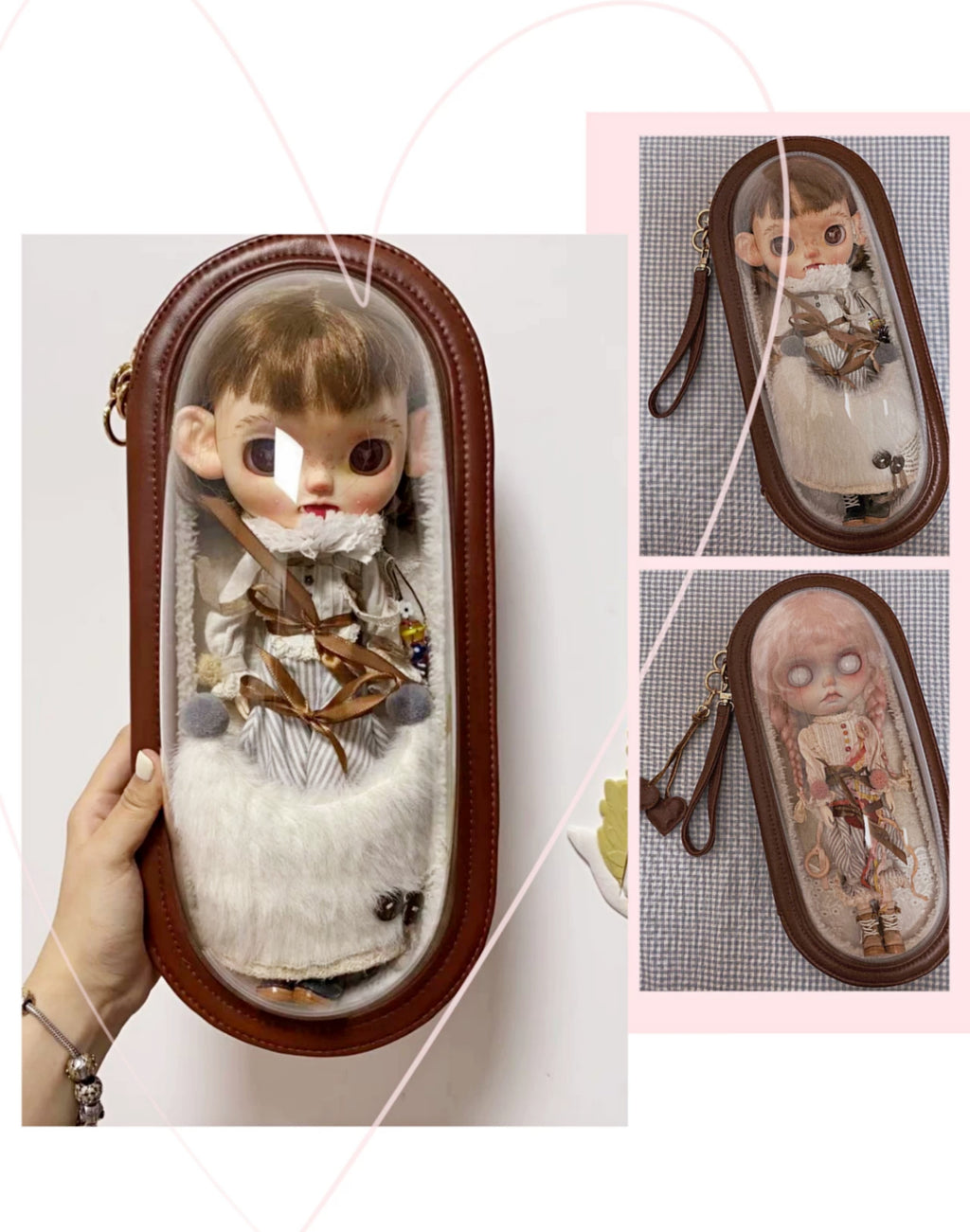 Blythe doll carry bag,1/6" BDJ carry bag,Customized carry bag,leather doll bag
