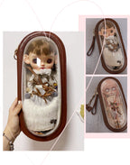 Blythe doll carry bag,1/6" BDJ carry bag,Customized carry bag,leather doll bag
