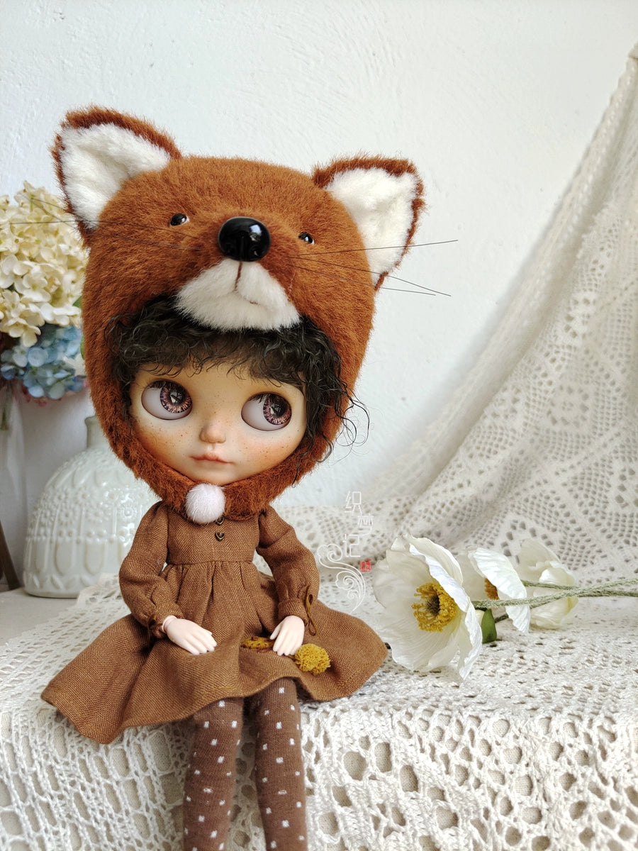 1/6" Doll Animal shaped plush hat-fox shaped hat