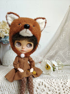 1/6" Doll Animal shaped plush hat-fox shaped hat