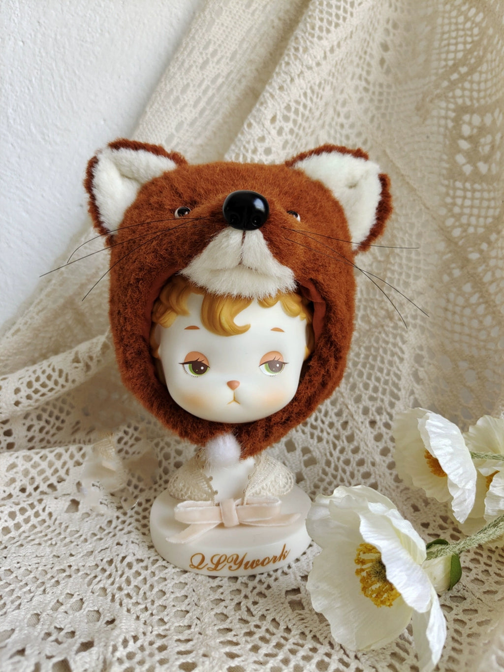 1/6" Doll Animal shaped plush hat-fox shaped hat