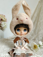 1/6" Doll Animal shaped plush hat-rabbit shaped hat